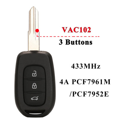 Remote Car Key 433mhz PCF7961M 4A for Renault Sandero Dacia Logan Lodgy Dokker Duster Trafic Clio4 Master3 VAUXHALL VIVARO