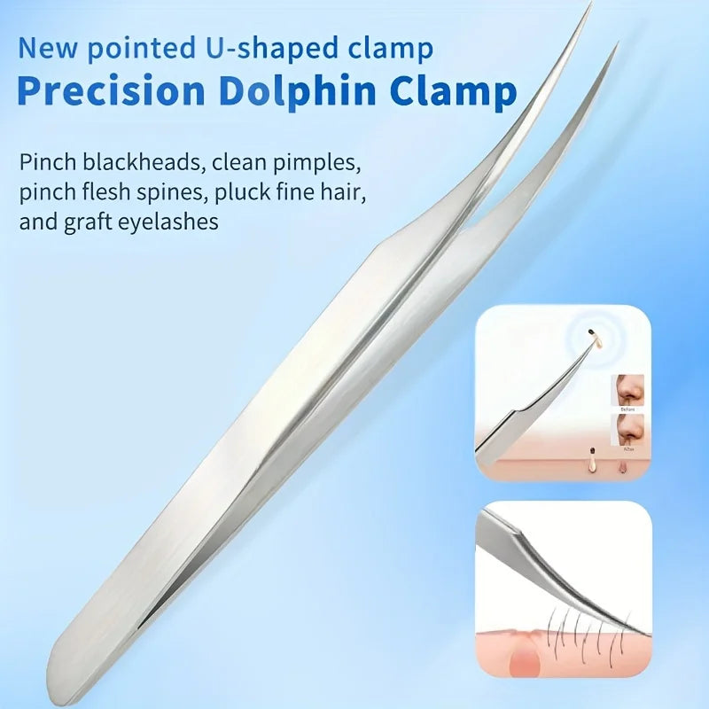 Stainless Steel Precision Eyelash Tweezers,Specialized Tweezers For Eyelash Extension, Tweezers For Removing Acne And Blackheads