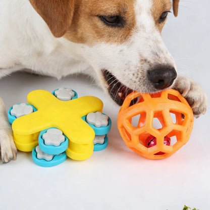 Dog Hollow Ball Toy Rubber Chew Toys for Dogs Cleaning Teeth Molar Bite Resistant Toy with Bell Puppy Training Game