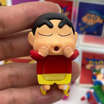 6pcs Anime Figure Xiaoxin Screen Lying Style Blind Box Kawaii Car Ornament Cartoon Figure Display Decor Craft Toys Festival Gift