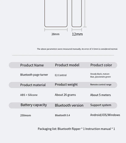 BT Page Turner, e-book reader, smartphone Bluetooth remote control, support for sliding short videos, Android/iOS mobile phones