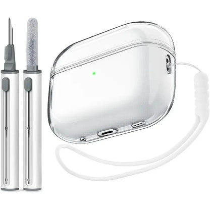 For 2025 Apple  AirPods Pro 3 protective case soft skins case with cleaning kit and lanyard  For AirPod Pro3 [visible front LED]