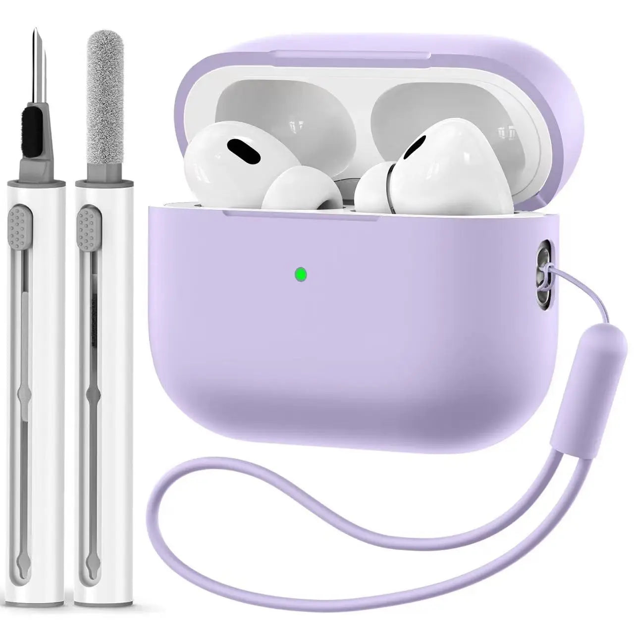 For 2025 Apple  AirPods Pro 3 protective case soft skins case with cleaning kit and lanyard  For AirPod Pro3 [visible front LED]