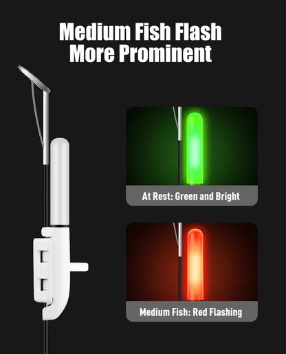 LEYDUN 2 Pcs/Set FLash Electronic Fishing Rod Tip Light Rods Led Bells Light Rods Bite Alarms Tools Cr425 (Batteries Included)