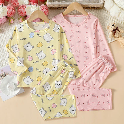 2-Piece Summer Children's Comfortable and Versatile Cute Short Sleeved Shorts Set for Boys and Girls Casual Home and Outdoor Set