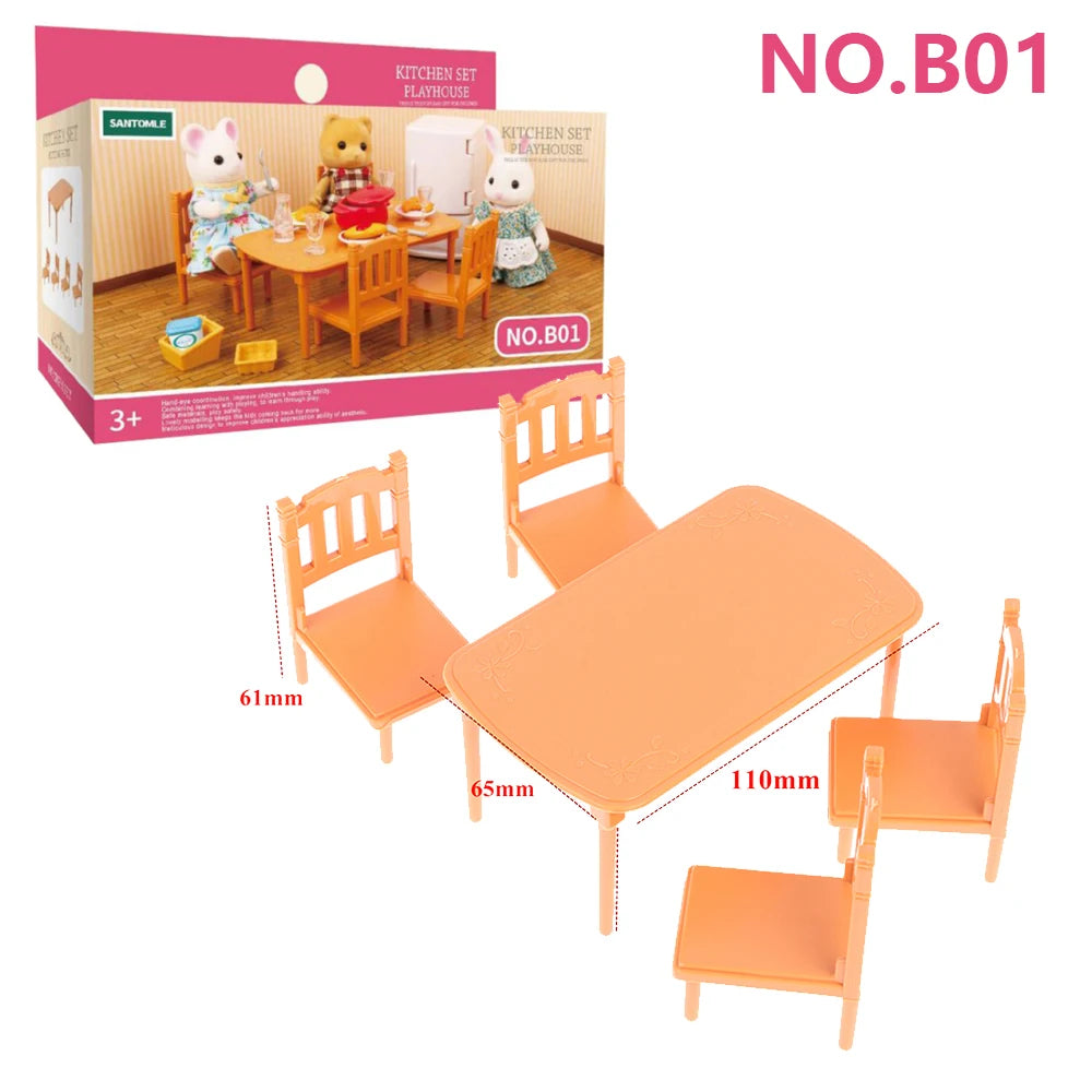 Miniature Furniture 1:12 Dollhouse Kitchen Livingroom Bedroom Set DIY Scene Doll Play Decoration Girl Toy House Gift