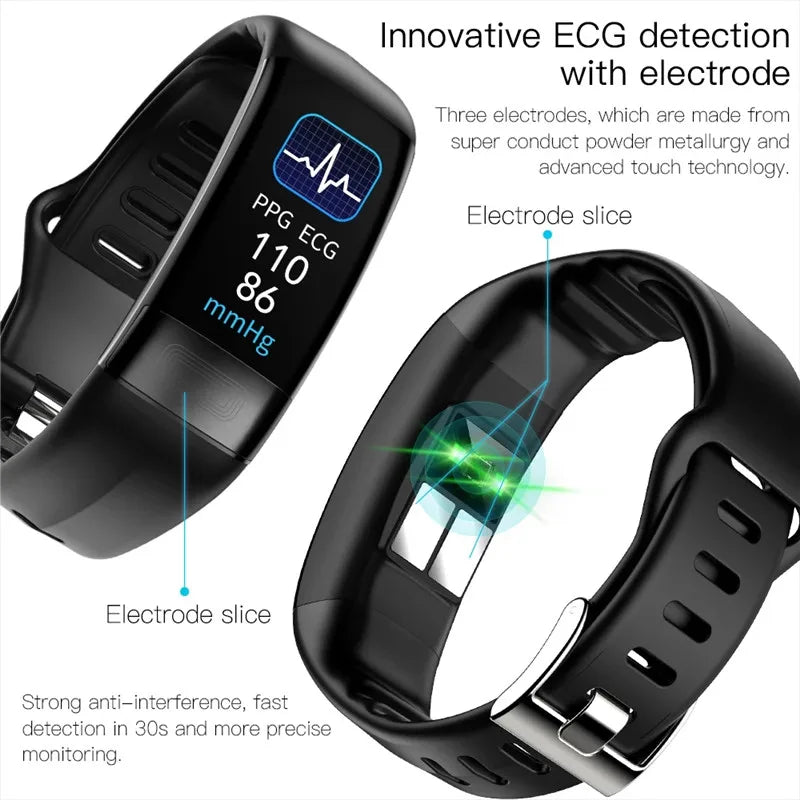ECG+PPG Smart Wristband Fitness Tracker for Women Men Calorie Blood Pressure Waterproof Sport Smartband Health Smartwatch