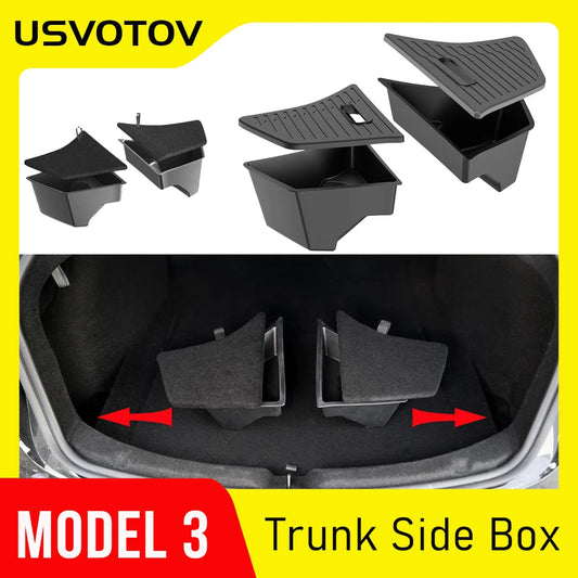 Rear Trunk Storage Bins for Tesla Model 3 2026 - 2024 Trunk Storage Box TPE Trunk Organizer Model 3 Highland Travel Accessories