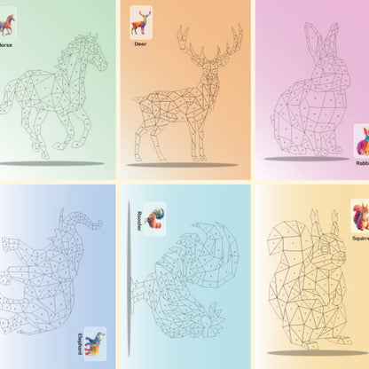 3D Geometric Heteroideus Animal Puzzle Stickers Puzzle Stress Relieving Block Drawing DIY Stickers Basic /Advanced Version/2PCS