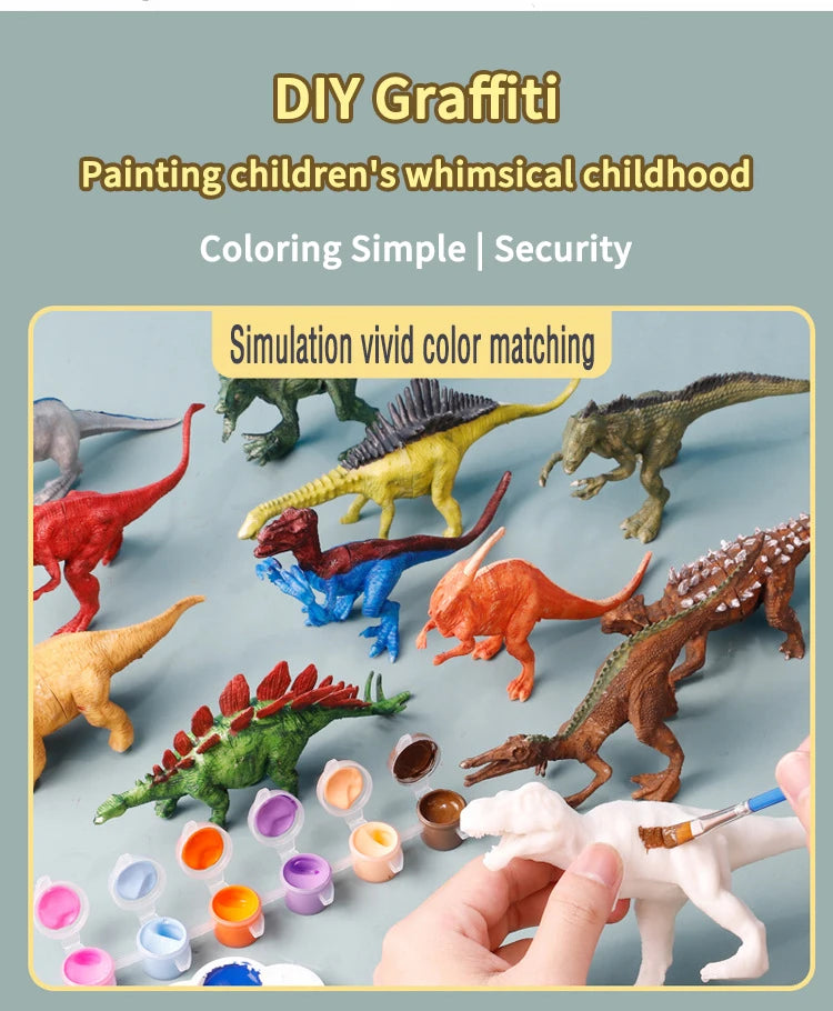 6/8PCS Unpainted DIY Dinosaur Painting Kit, Blank Model Toys for Kids 3+ Years Creative Graffiti Montessori Educational Art Gift