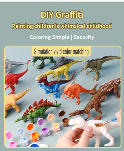 6/8PCS Unpainted DIY Dinosaur Painting Kit, Blank Model Toys for Kids 3+ Years Creative Graffiti Montessori Educational Art Gift