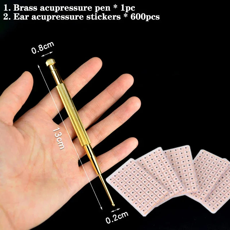 Pure Copper Acupressure Pen Elastic Ear Acupoint Massage Stick Improve Eyesight Acupuncture Point Massager Relax Body