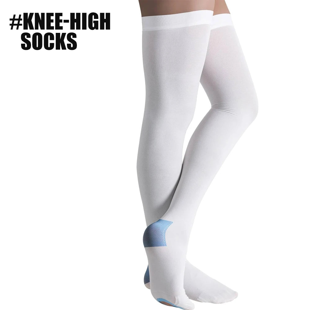 1Pair  Ted Hose Thigh High Anti Embolism Compression Stockings for Women & Men, Surgical Compression Stockings, 15-21 mmHg