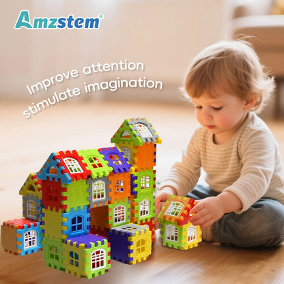 140-25PCS Large Scale House Building Blocks Simulation Window Design Construction Set Kindergarten Toys For Boys And Girls Gift