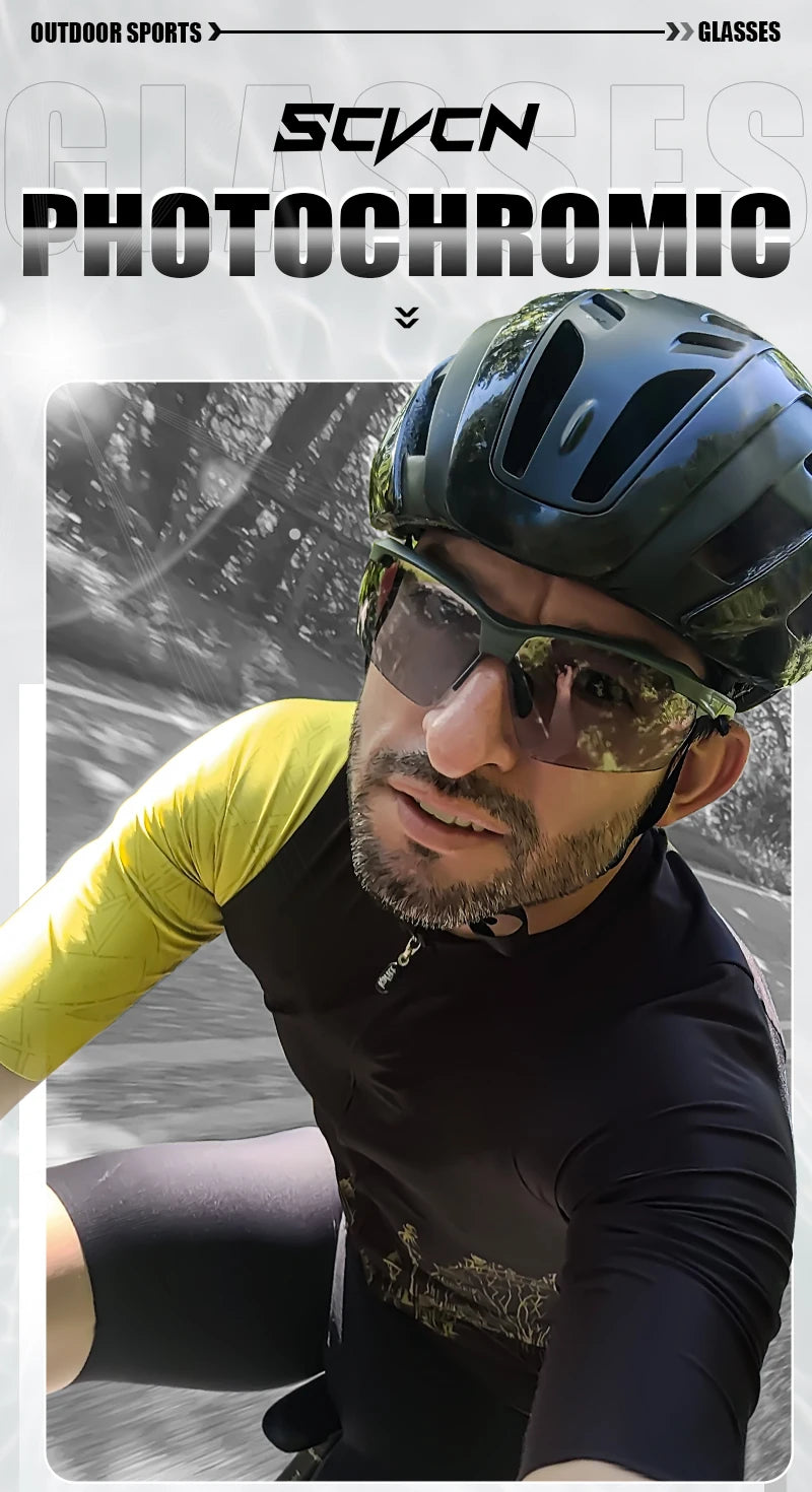 SCVCN Photochromic Cycling Glasses UV400 Outdoor Sports Running Glasses Men MTB Cycling Sunglasses Women Road Bike Glasses