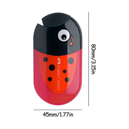 1Pc Faber Castell Double Hole Pencil Sharpener with Eraser Ladybug / Fish / Eagle Cute Stationery Back To School