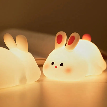 Cute Rabbit Night Light,Touch-Control Bedside Sleep Lamp,Timer, Animal Design,Ideal for Home Decor,New Year/Valentine's Day Gift