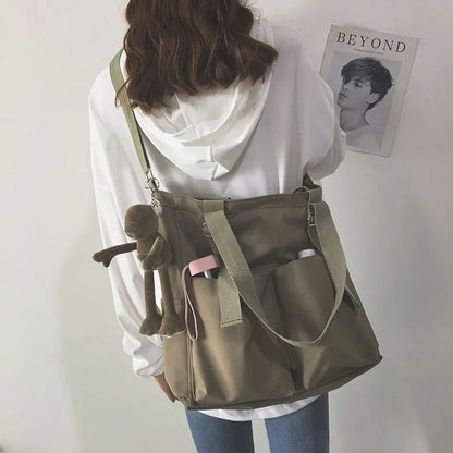 Waterproof nylon bag, large capacity, lightweight, multi-functional women's bag, one-shoulder crossbody bag, student class tutor