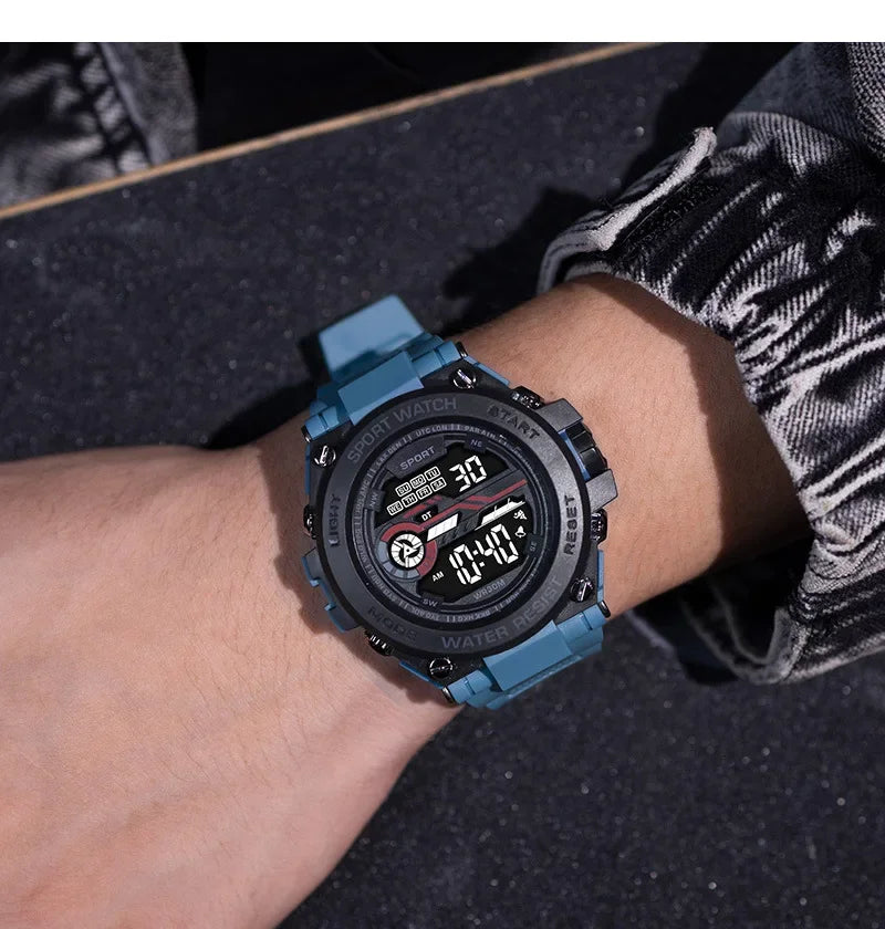 YIKAZE Men's Sports Watch Waterproof Man Sport Watches Multifuction LED Digital Military Watch Alarm Clock Electronic Wristwatch