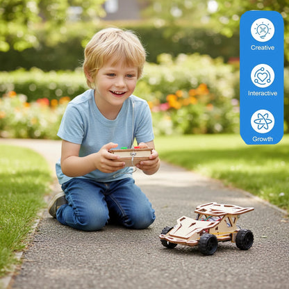 DIY Wooden Remote Control Car Mini Four-Wheel Drive Racing Car Science Experiment Kits STEM Educational Toy for Teen Kids Gifts