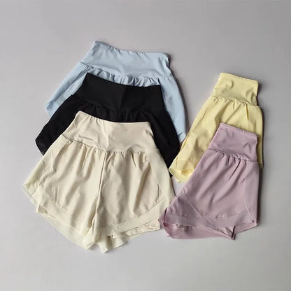 Summer Women's Sports Shorts Mesh 2 In 1 Quick-dry Yoga Shorts Breathable Fitness Shorts High Waist Fitness Running Shorts