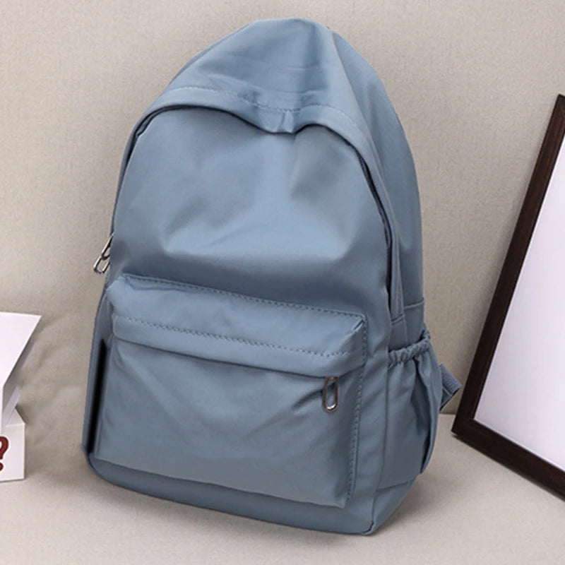 Lightweight Solid Color Backpack for High School Students Multifunctional Casual Bag School Travel Daily Use Simple Design