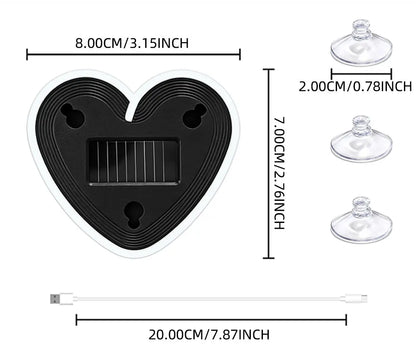 Universal Solar Atmosphere Light Heart-shaped Dynamic Gradient LED Fit Car Interior Ambient Light Decoration Accessory RGB