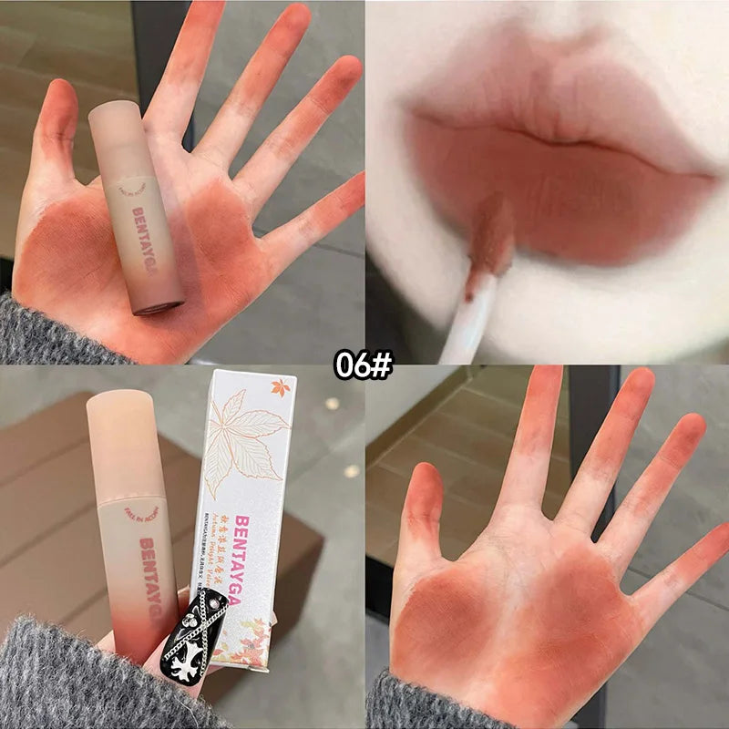 BENTAYGA Autumn Velvet Lip Mud — Matte Finish, Skin-Tone Enhancing Lip Tint, Versatile Nude Makeup, Budget-Friendly for Students