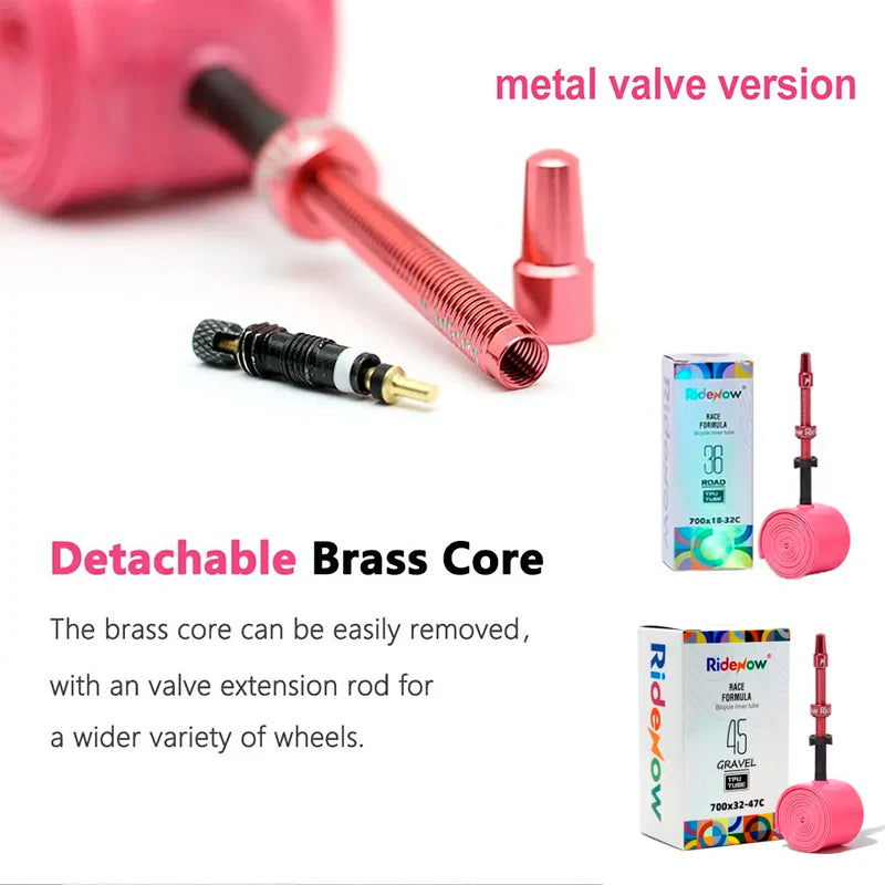 RideNow 700c Tpu Inner Tube 700Cx18-32C/32-47C Road Gravel Bike Plastic Valve & Removable Metal Valve Core External Thread Tube