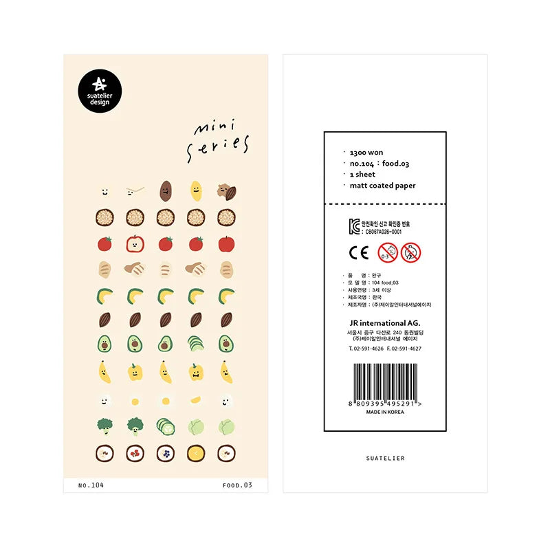 Korean Brand Suatelier Collection Daily Food Vlog Stickers DIY Scrapbooking Journey Diary Stationery Stickers Supplies