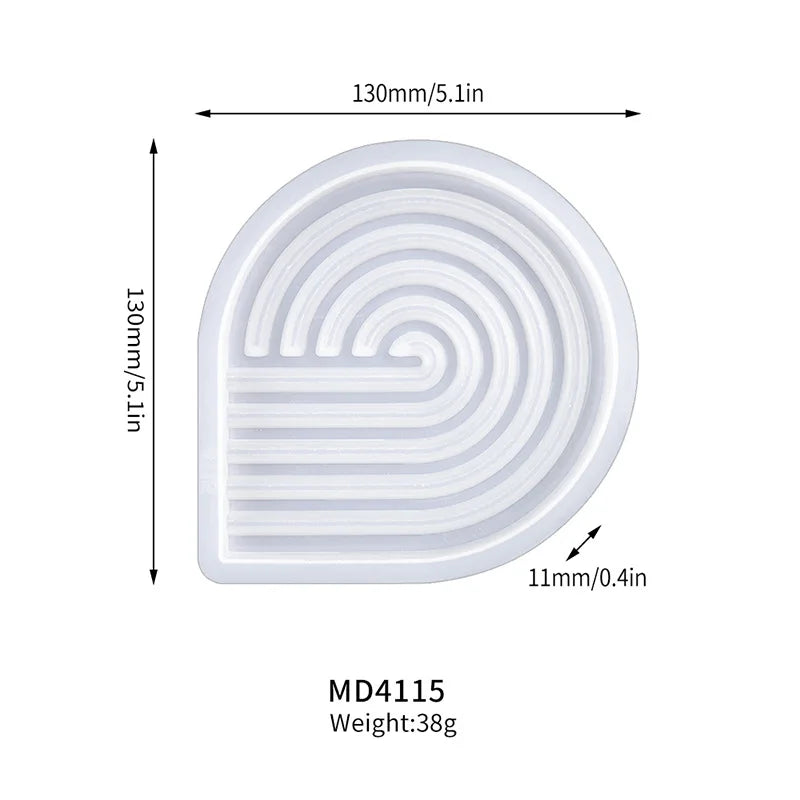 Geometric Tray Resin Mold Epoxy Resin Wave Shaped Silicone Molds for Cup Mat Holder DIY Home Decor Gypsum Ornaments Making Mould