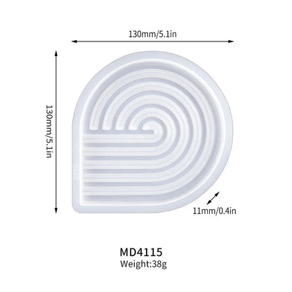 Geometric Tray Resin Mold Epoxy Resin Wave Shaped Silicone Molds for Cup Mat Holder DIY Home Decor Gypsum Ornaments Making Mould