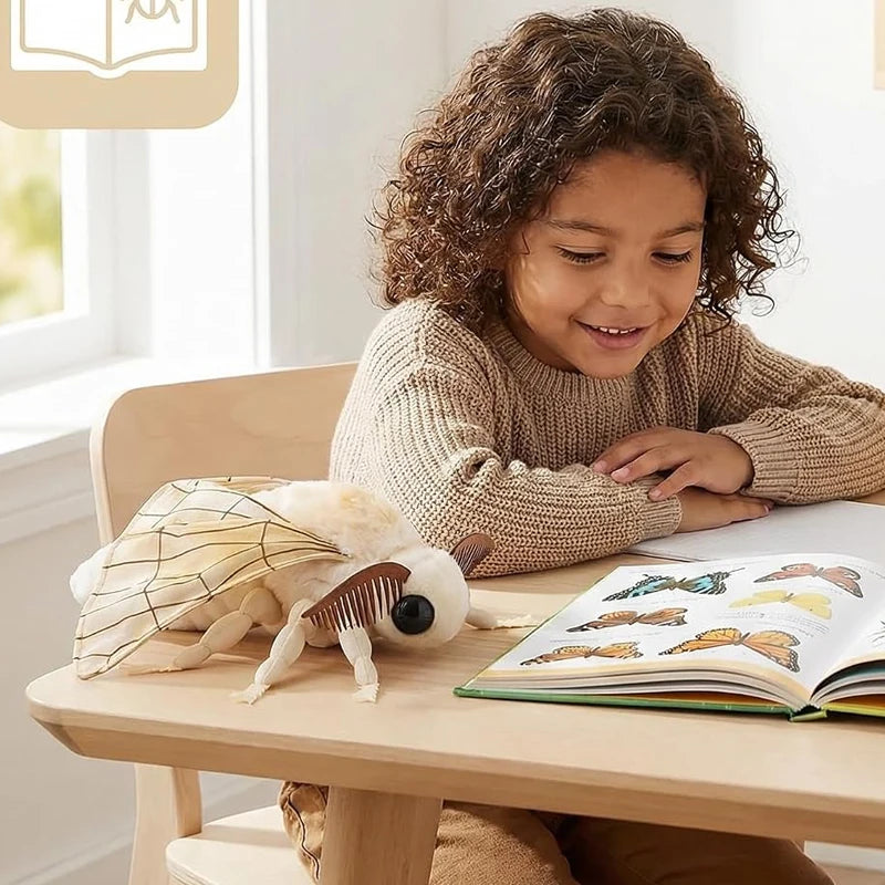 Soft Silkworm Moth Plush Toy Cute Simulated Insect Animal Exquisite Fuzzy Winged Bug Decorative Ornament Kids Gift Home Decor