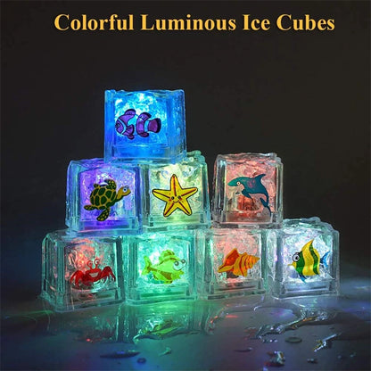 6/12PCS Baby Bath Bathtub LED Light Up Toys Colorful Waterproof Glowing Ice Cube for Bathtub Swimming Pool Birthday Xmas Gift