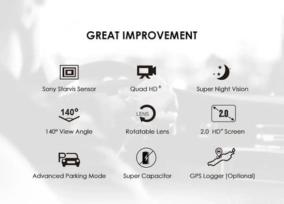 VIOFO A119 V3 2K Car Parking Mode G-Sensor Rota Lens 2560 *1600P DVR Super Night Vision Quad HD Dash Cameras Optional GPS CPL