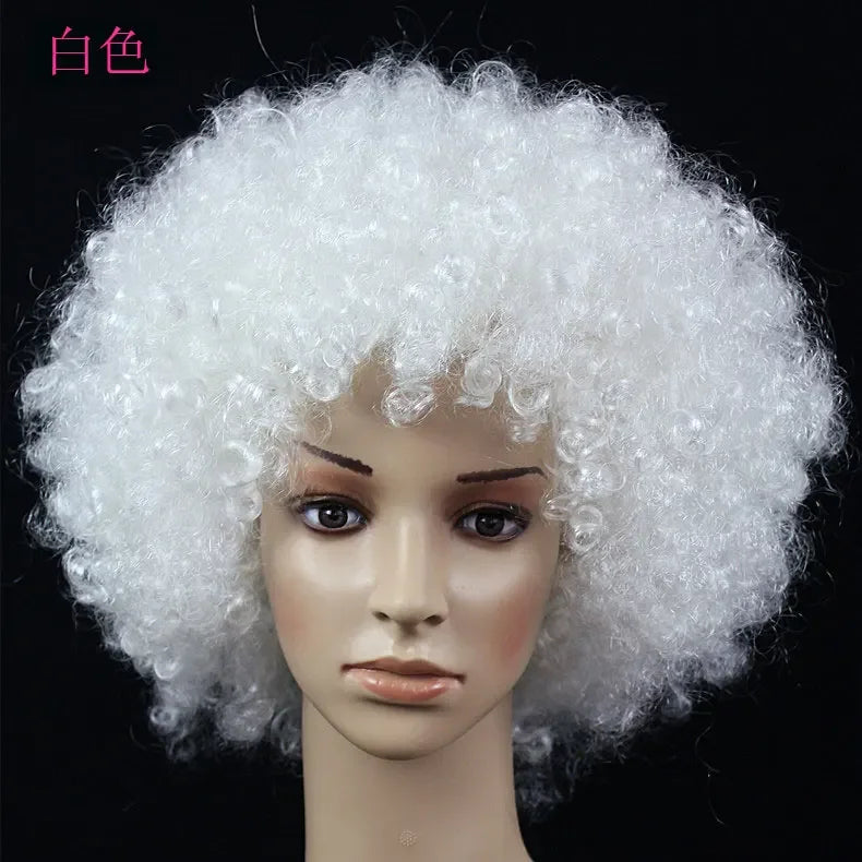 Afro Curly Clown Wigs Funny Cheerleading Wig Clown Props Football Fans Wavy Synthetic Wigs for Performance Halloween Cosplay