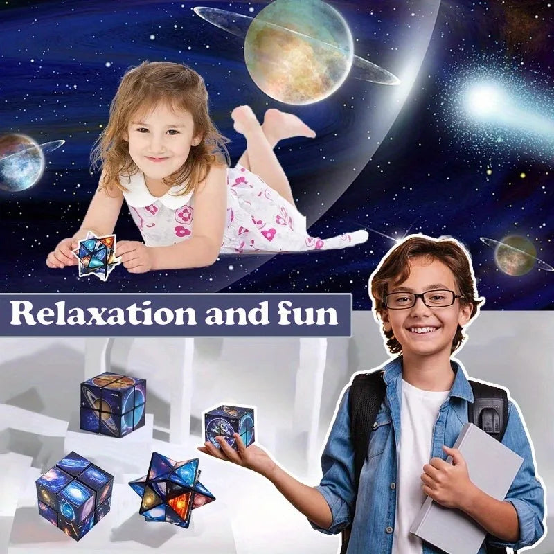 2 in 1 Star Sky Cube Magic Cube EDC Toy Infinity Cube Fidget Toy Puzzle Twist Toy Creative Decompression Plaything Birthday Gift