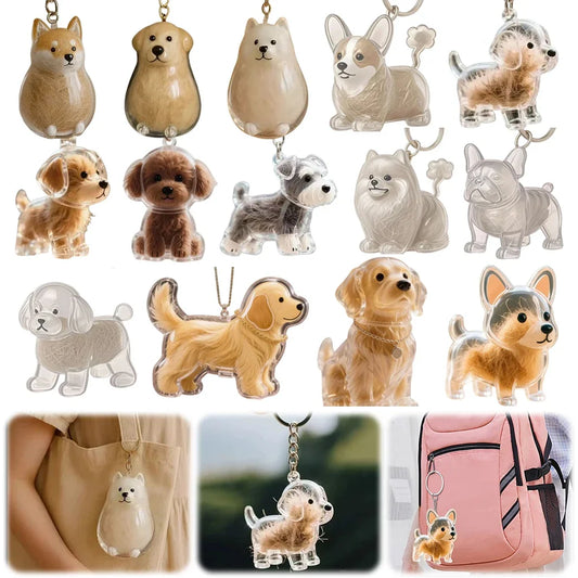 Dog Hair Storage Box Puppy Hair Memorial Keepsake Capsule Pet's Dog/Cat Fur Container Transparent Capsule Keychain Souvenirs