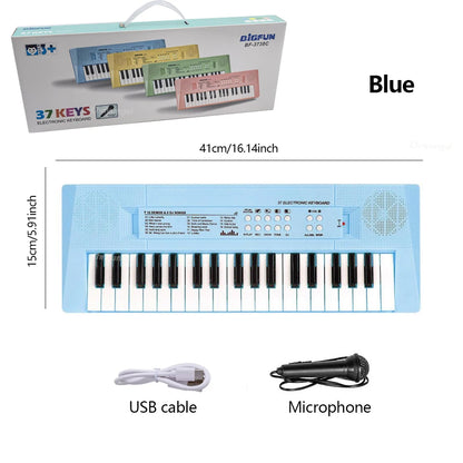 37 Keys Electronic Piano Keyboards with Microphone Rechargeable Education Toys Musical Instrument Gifts for Boys Girls