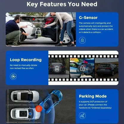 Wifi 3 Channel Dash Cam Night Vision Loop Recording & 2" IPS Screen 1080P 2/3Camera DVR Recorder, Video Recorder, Vehicle DVR