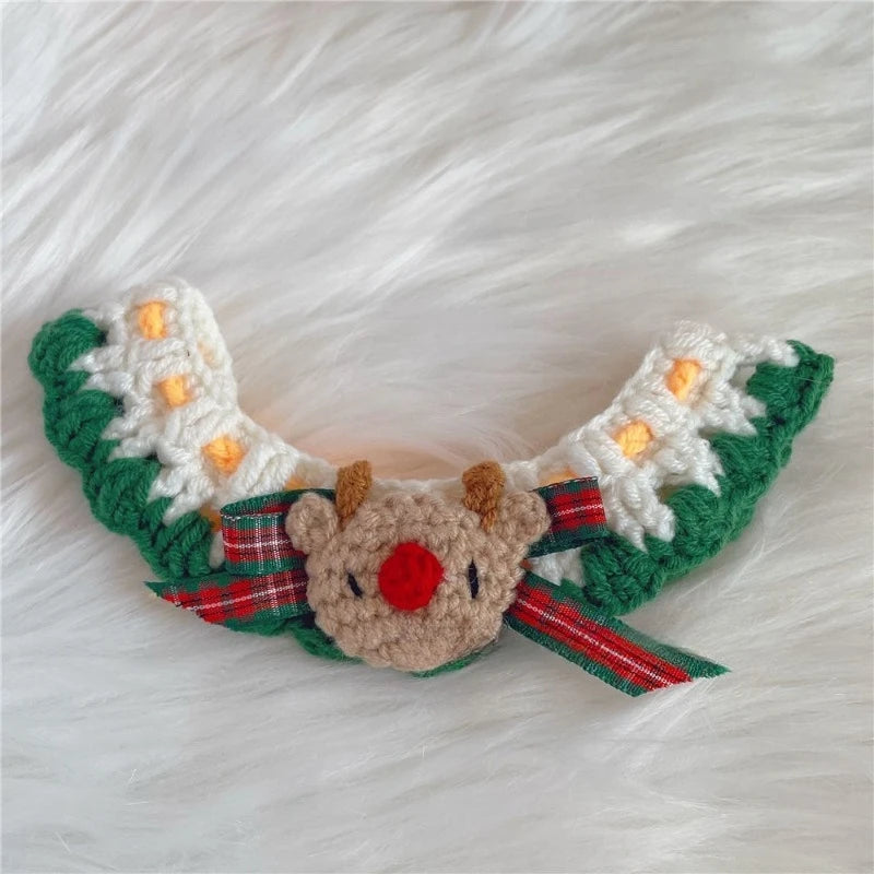 Christmas Pet Collars Cat Dog Christmas Decorations Pet Lace knitting Necklaces Wool Scarf New Year Gift Cat Puppy Accessories