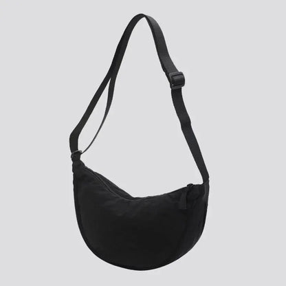 New Simple and Casual Solid Color Nylon Large Capacity Women's Dumpling Bag Shoulder Bag for Travel and Commuting