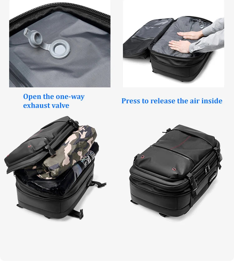 Travel Men 17 Inch Laptop Backpack Vacuum Compression Backpack Business Large Capacity School Backpack Expand Outdoor Backpack