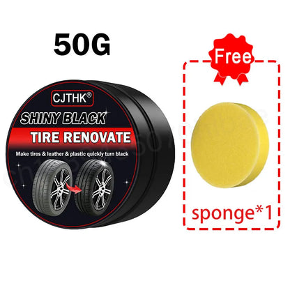50g Tire Coating Wax Car Tire Retreading and Film Plating Cream Tire Shine Coating Wax Auto Rubber Parts Shiny Paste Anti-Aging
