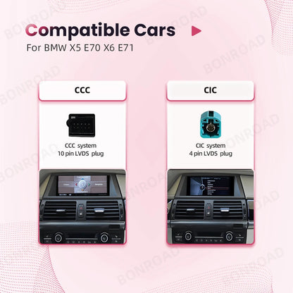 BONROAD Car Radio Wireless Carplay Android auto For BMW X5 E70 X6 E71 CCC CIC Bluetooth Mirror Link Navigation GPS Touch Screen