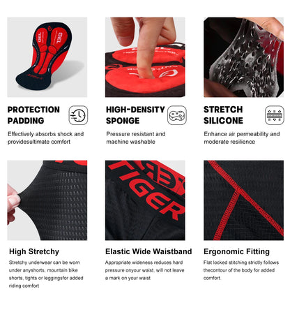 X-TIGER Cycling Shorts Breathable Mesh Cycling Underwear Gel Pad Shockproof MTB Bike Shorts Bicycle Underwear