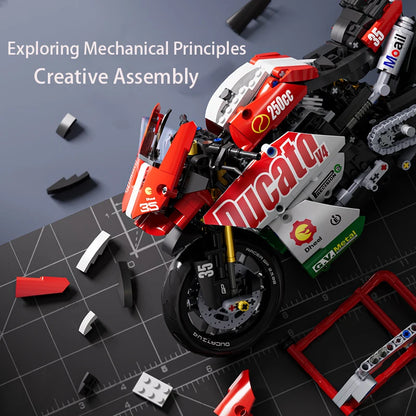 Technical V4 Motorcycle Building Blocks Set Famous Super Motorbike Model Kit Racing Bricks Teens Assembled Toys Gifts For Boys