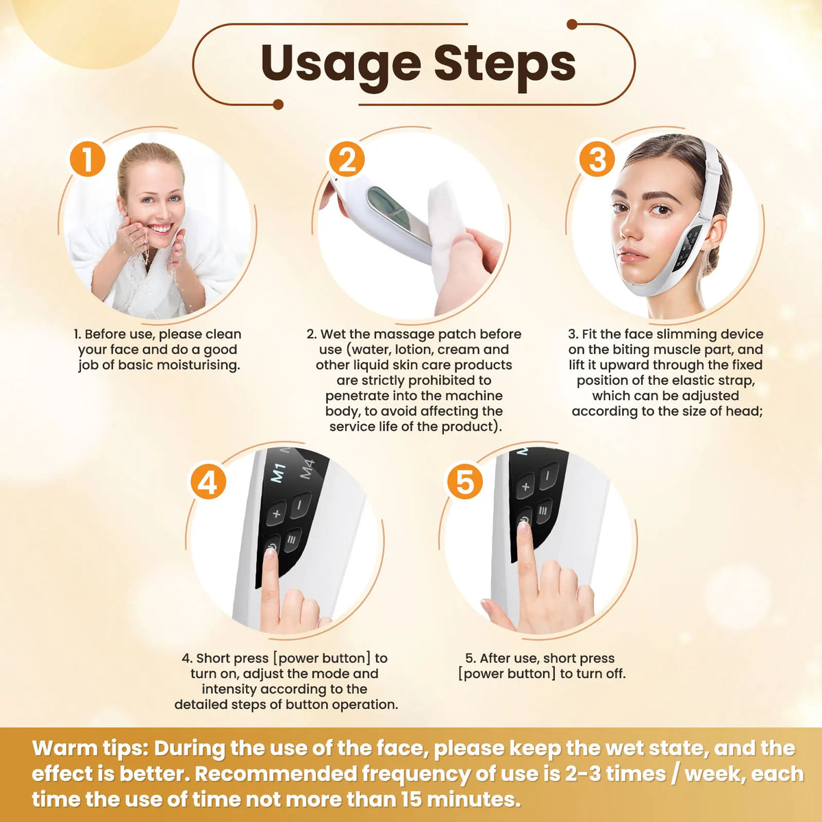 Electric V Face Lifting Beauty Device 6 Modes 8 Levels Facial Firming Massager Double Chin Removal Skin Care Tool