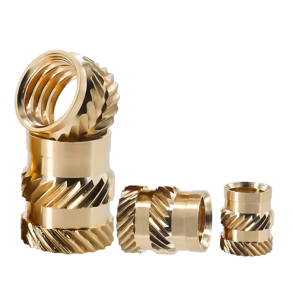 1/4-20 UNC Heat Brass Insert Nut Double Twilled Knurled Injection Molding Embedment Inserts Hot Melt 3D Printing Inserts Nuts