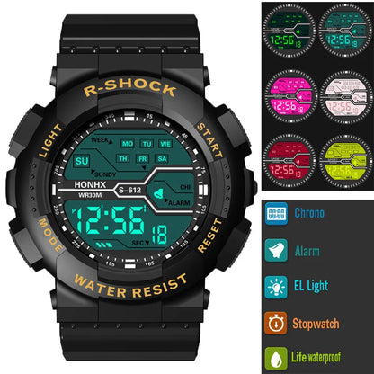 Men's Digital Electronic Watch Sports Glow 55mm Large Dial Watch Student Outdoor Adventure Trend Multifunctional Watches Clock